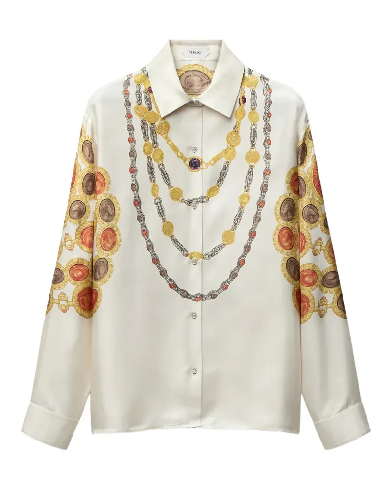 Versace printed silk twill shirt - Nude Nude