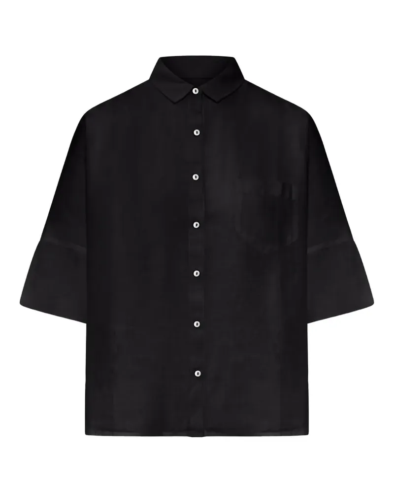 120% Lino chest-pocket linen shirt - Schwarz Schwarz
