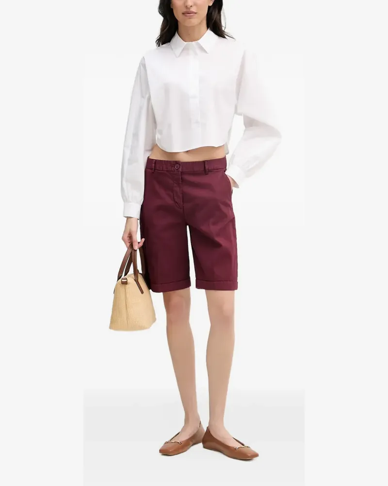 Benetton Cropped-Hemd mit langen Ärmeln - Weiß Weiß