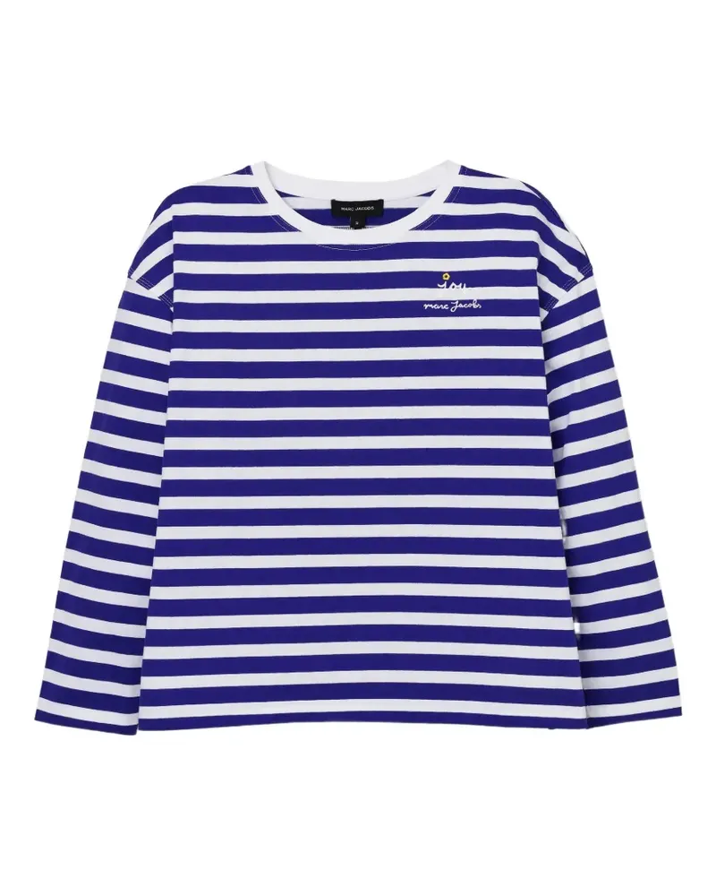 Marc Jacobs Gestreiftes Oberteil mit Blumen-Patch - Blau Blau