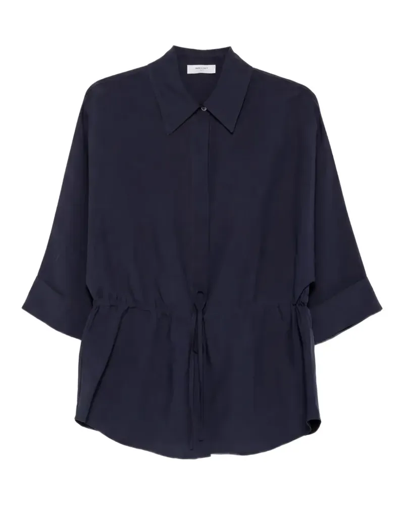 Studiorundholz Kordelzug-Bluse mit abgerundetem Saum - Blau Blau
