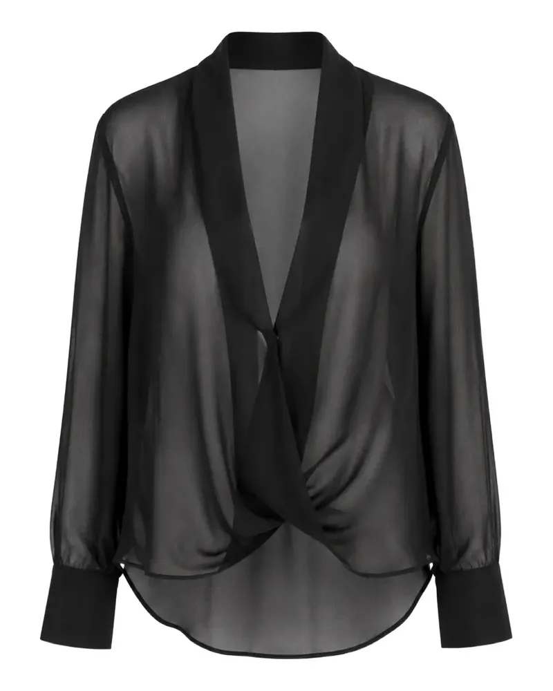 Sa Su Phi criss-cross sheer shirt - Schwarz Schwarz