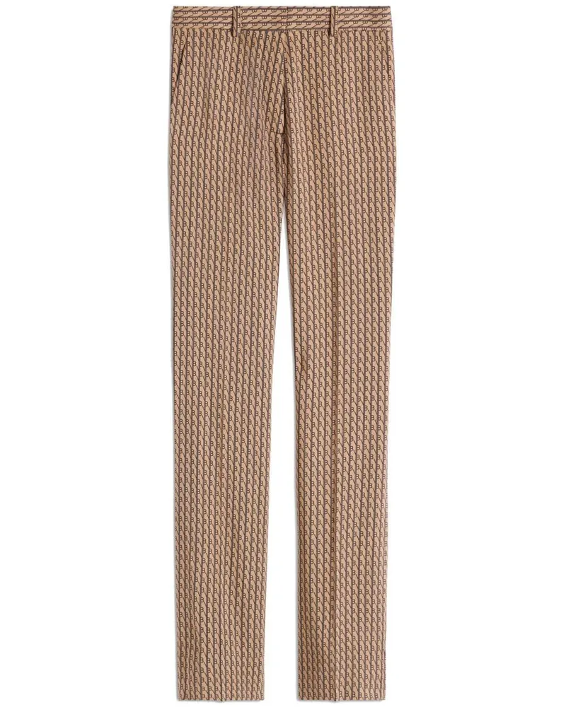 Victoria Beckham Slim-Fit-Hose mit Logo-Print Nude