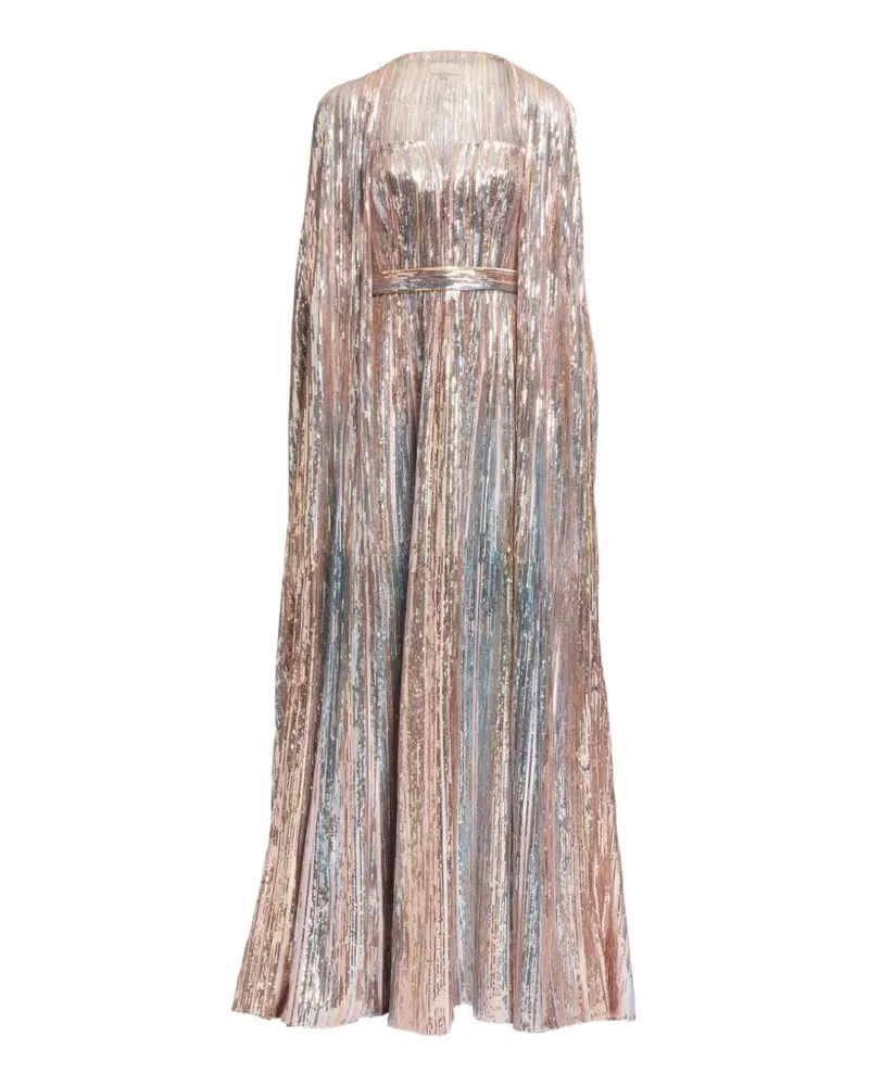 Elie Saab sequin-embroidered cape-sleeve gown - Rosa Rosa