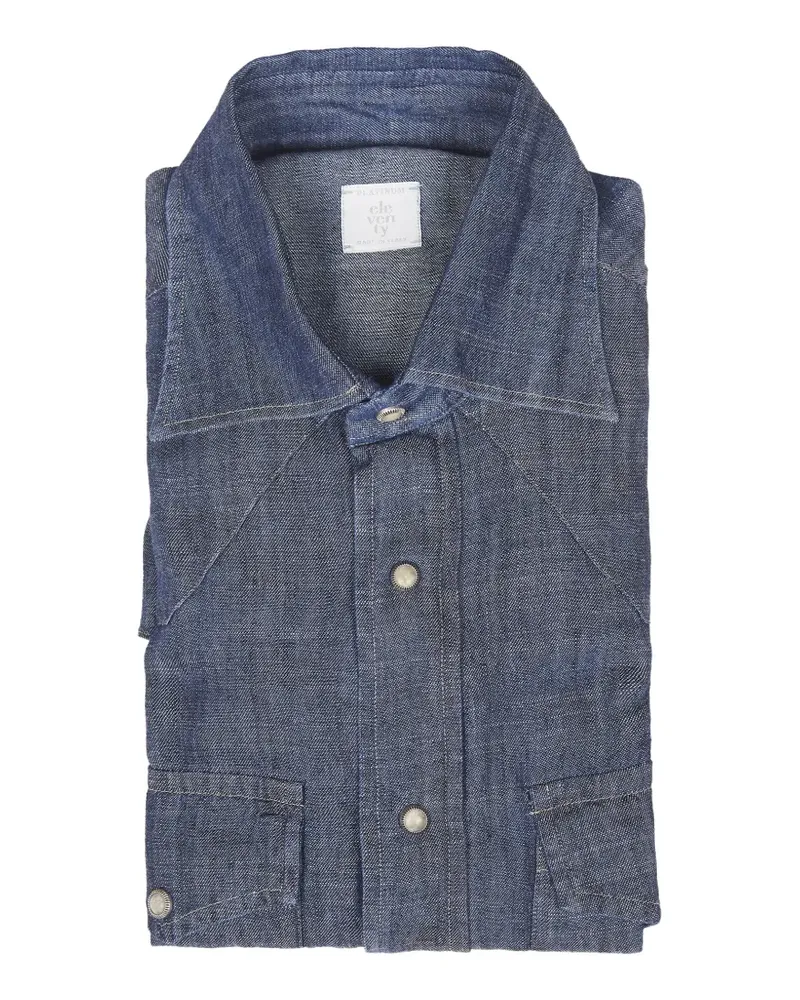 Eleventy Hemd mit Tasche - Blau Blau