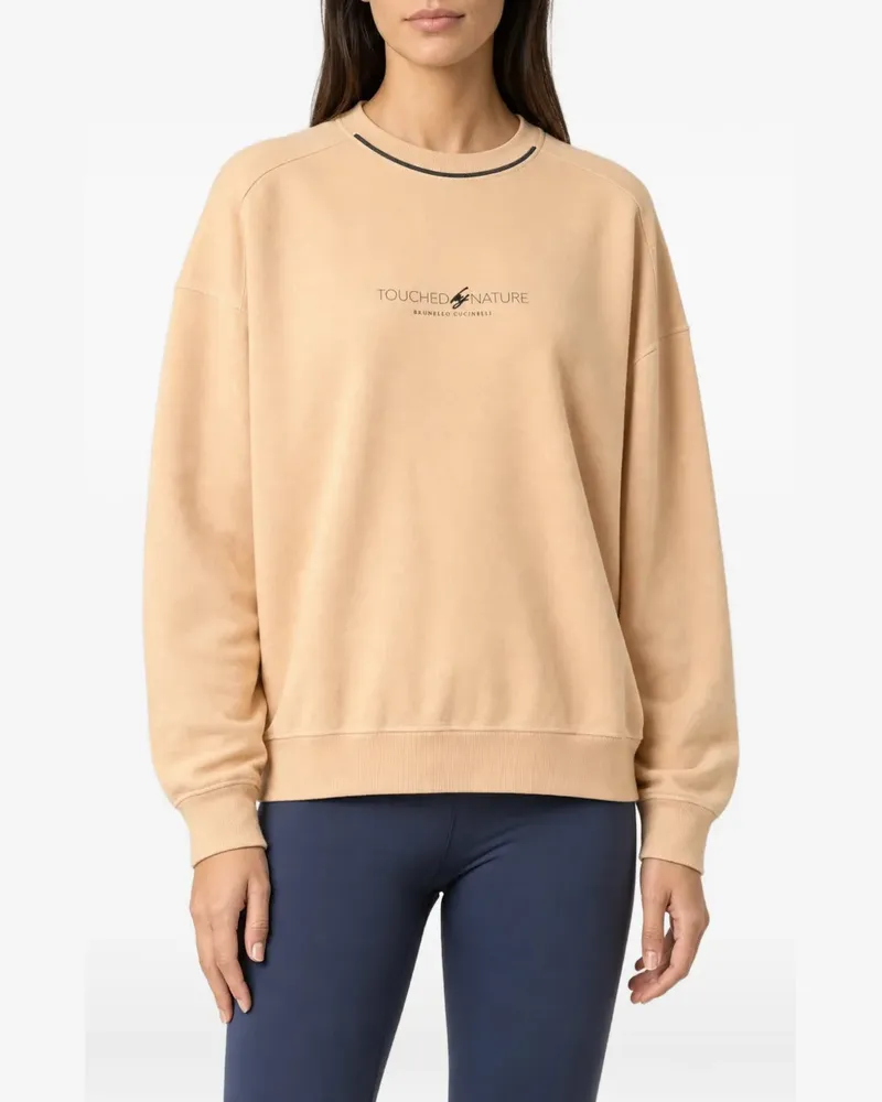 Brunello Cucinelli logo-print dropped-shoulder sweatshirt - Nude Nude