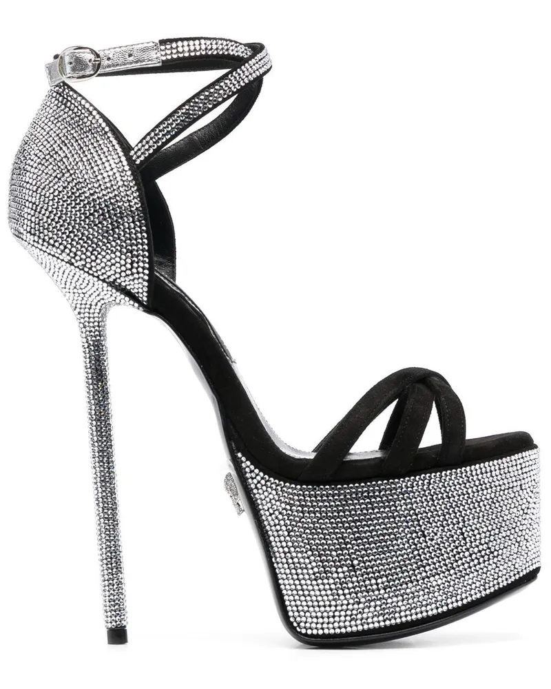 Philipp Plein Plateau-Sandalen mit Kristallen 160mm - Weiß Weiß