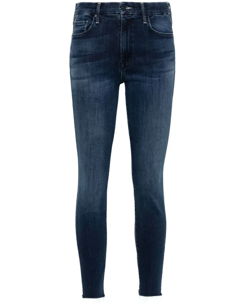 Mother The Looker Ankle Fray Skinny-Jeans Blau