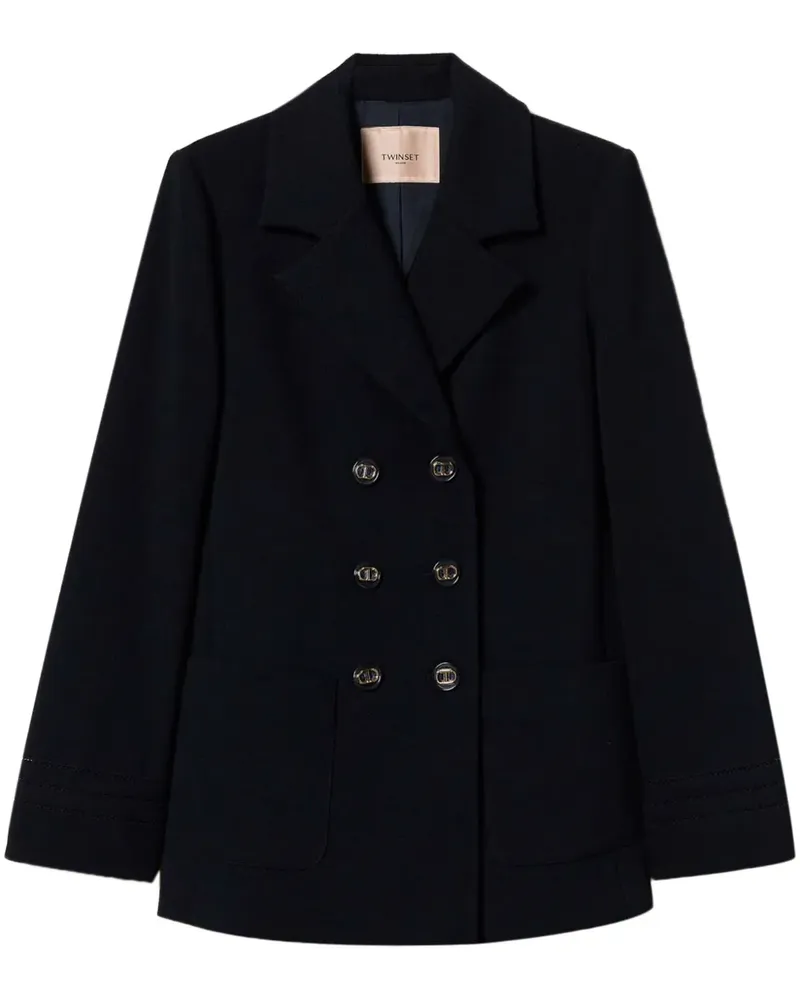 Twin-Set Doppelreihiger Blazer mit Stickerei - Blau Blau