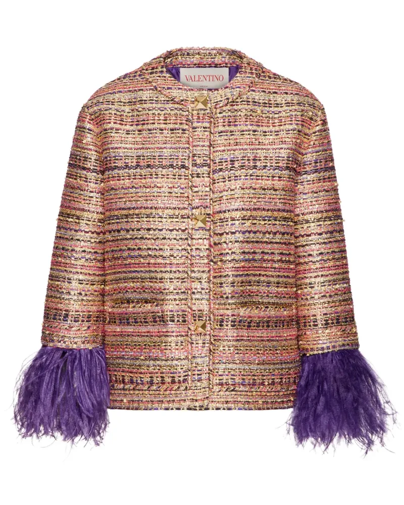 Valentino Garavani Tweed Party Jacke mit Federn - Gold Gold
