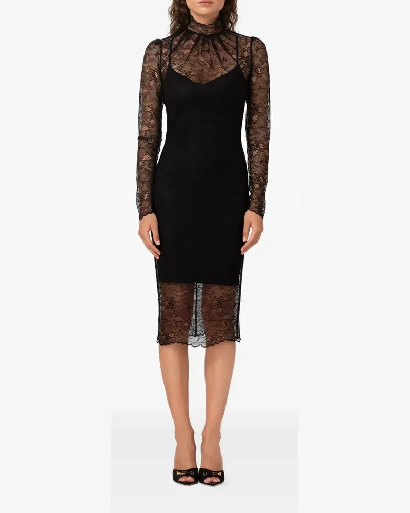 Murmur Mist Midikleid - Schwarz Schwarz