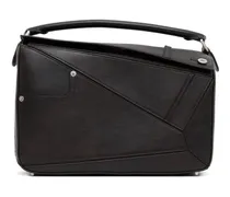 Großer Puzzle Tote Bag mit geometrischem Einsatz - Braun