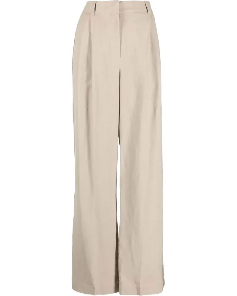 Brunello Cucinelli High-Waist-Hose mit weitem Bein - Nude Nude