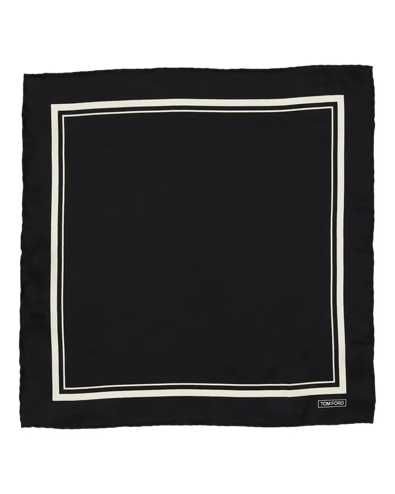 Tom Ford tonal-frame pocket square - Schwarz Schwarz