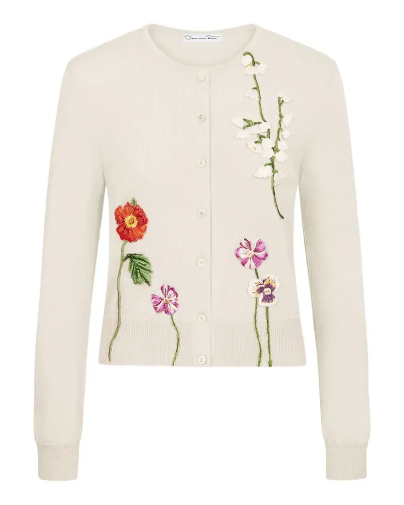 Oscar de la Renta Cardigan mit botanischem Garn - Nude Nude