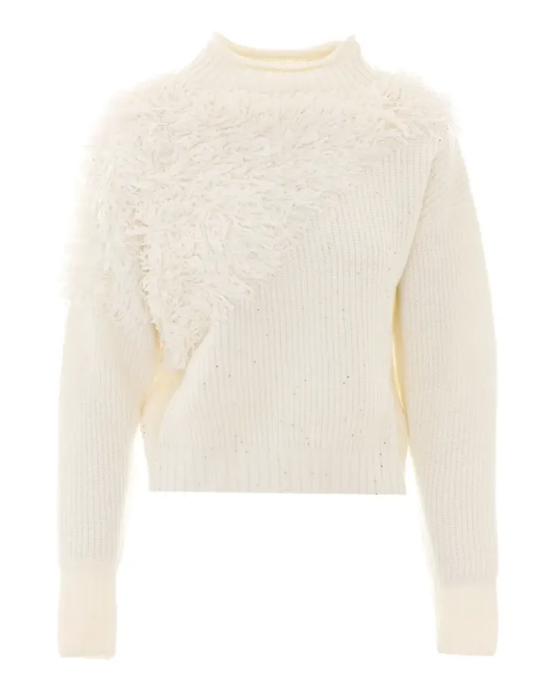 Patrizia Pepe Gerippter Pullover mit Fransen - Nude Nude