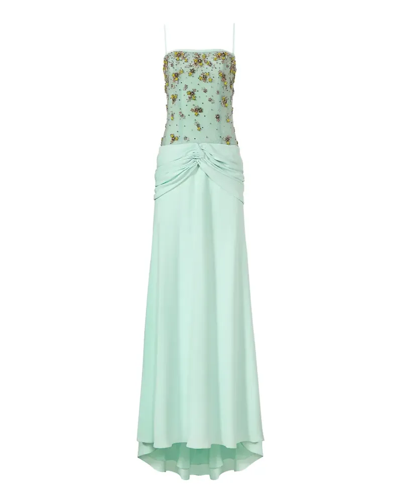 COSTARELLOS Besticktes Nissa Tüllrobe mit Knotendetail - Grün Grün