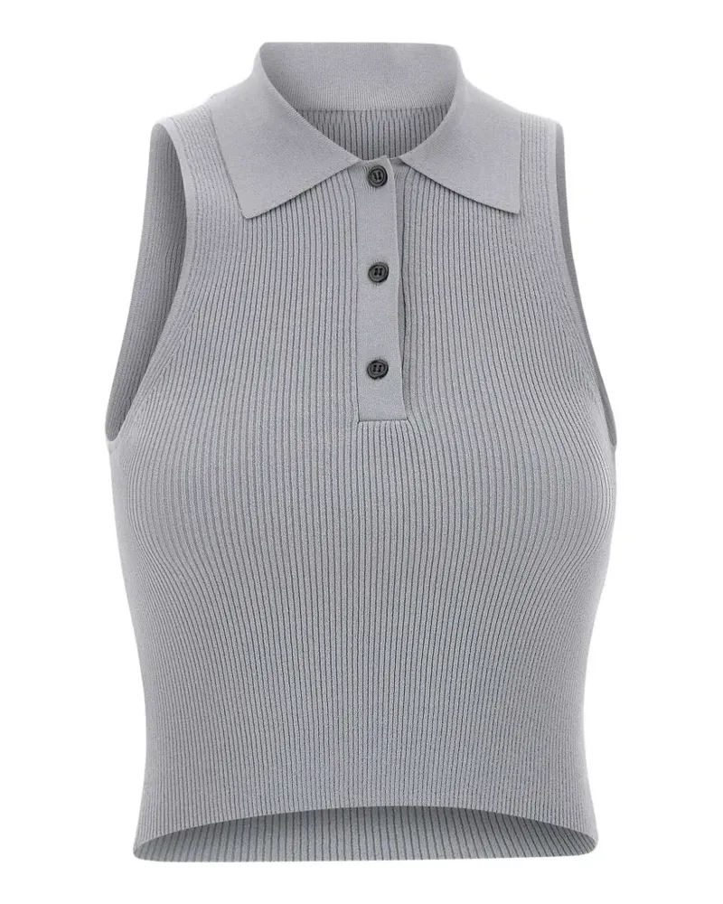 A. ROEGE HOVE Trine ribbed button polo top - Grau Grau