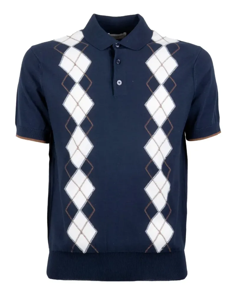 Paolo Pecora Milano argyle-pattern short-sleeves polo shirt - Blau Blau