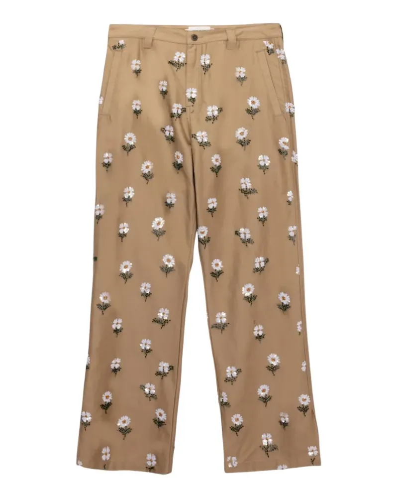 Honor The Gift beaded flower trousers - Nude Nude