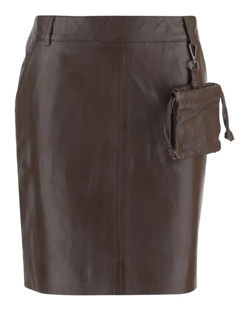 The Garment Soho detachable-pouch leather midi skirt - Braun Braun