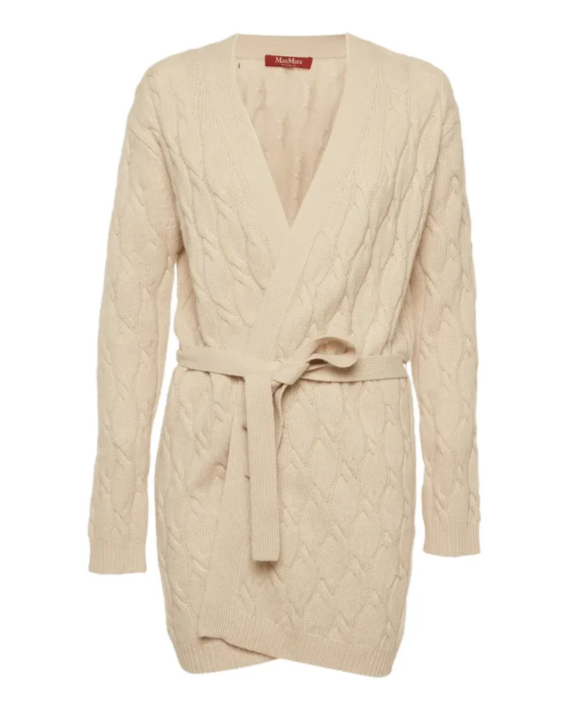 Max Mara cable-knit belted cardigan - Nude Nude