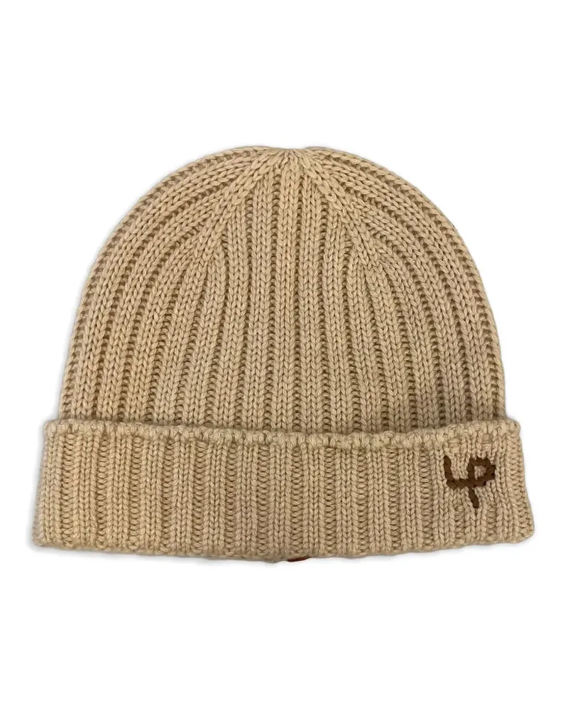 Loro Piana Gerippte Beanie mit Logo-Stickerei - Braun Braun