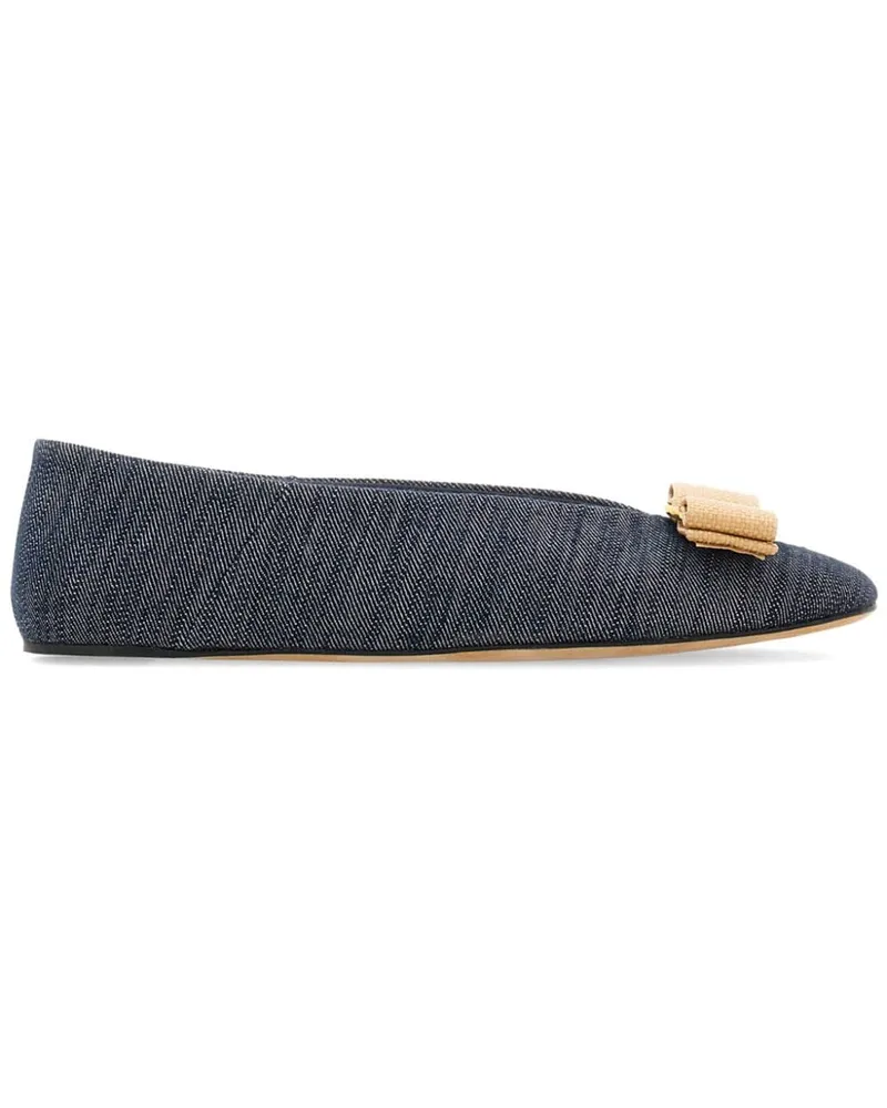 Ferragamo Vara Ballerinas aus Denim Blau