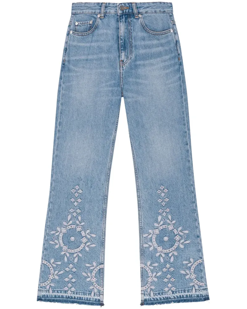 Ganni Jeans mit Lochstickerei - Blau Blau