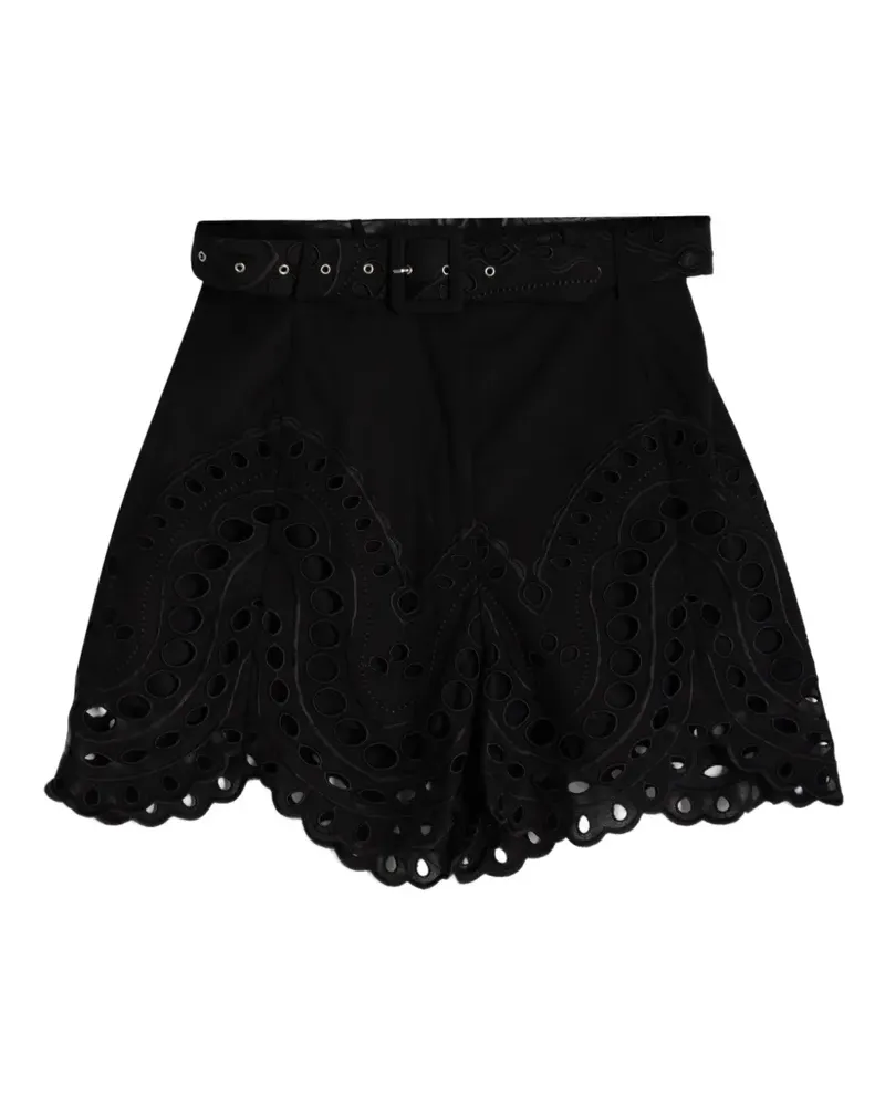 Charo Ruiz eyelet-detail belted shorts - Schwarz Schwarz