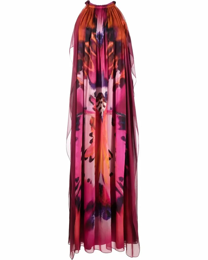 Alberta Ferretti Seidenrobe mit grafischem Print - Violett Violett