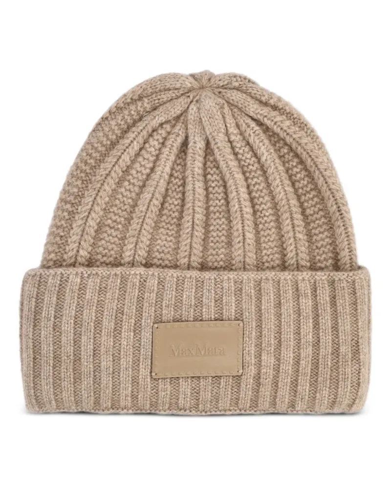 Max Mara Gerippte Mütze mit Logo - Braun Braun