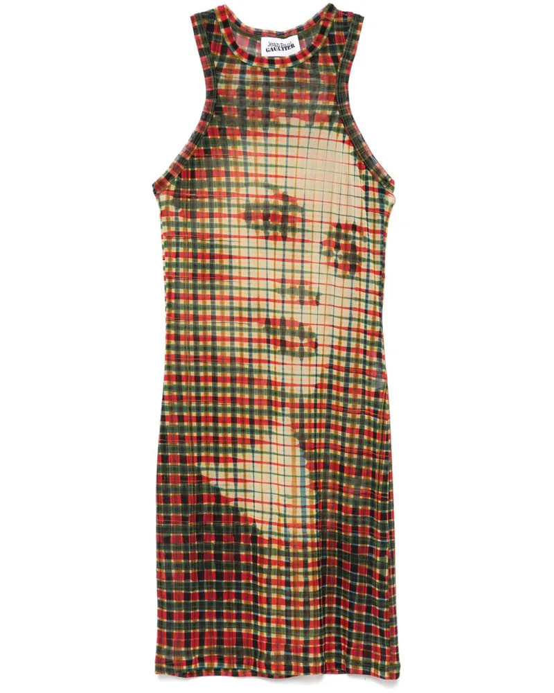 Jean Paul Gaultier Mesh-Oberteil mit Gesicht-Print - Gelb Gelb