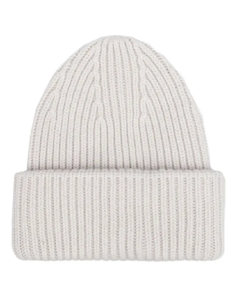 Yves Salomon ribbed-knit beanie hat - Weiß Weiß