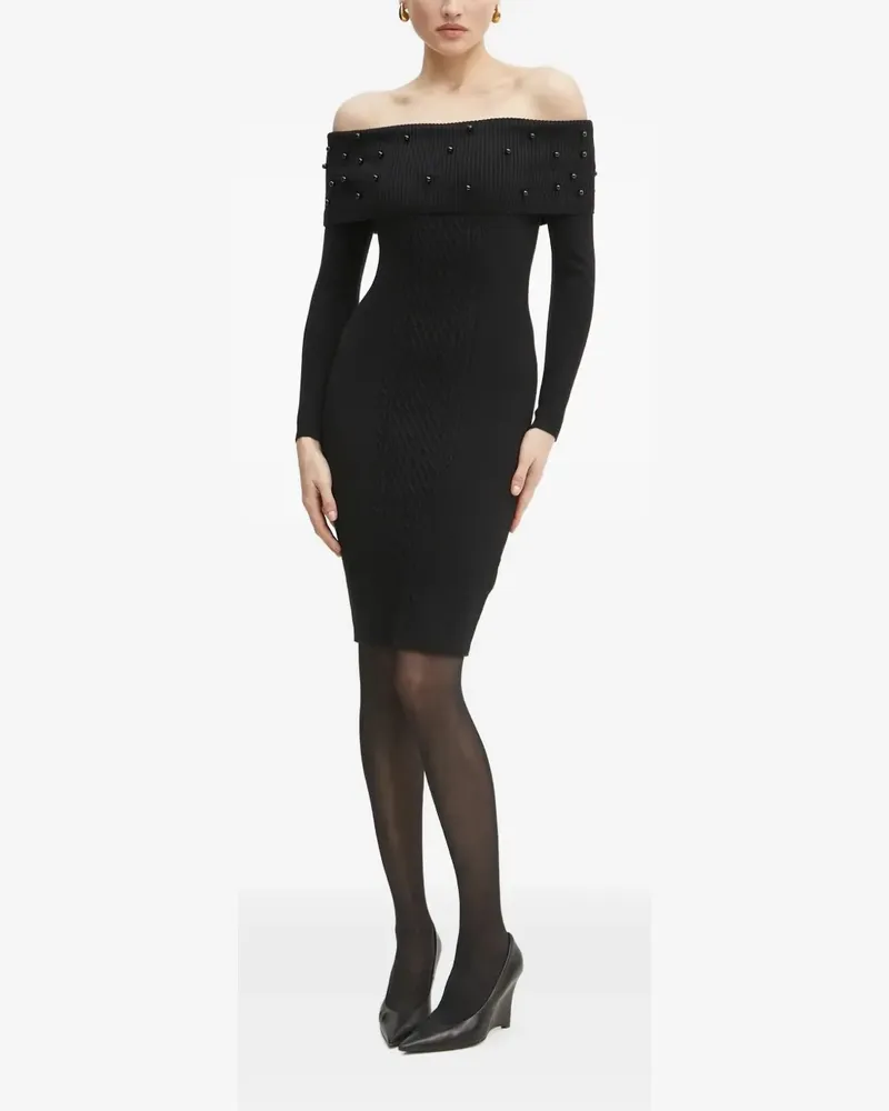Guess Schulterfreies Midikleid mit Pailletten - Schwarz Schwarz