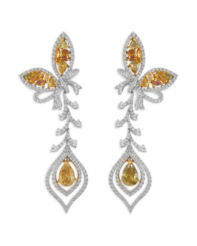HYT Jewelry Schmetterling-Hängeohrringe mit Diamant - Silber Silber