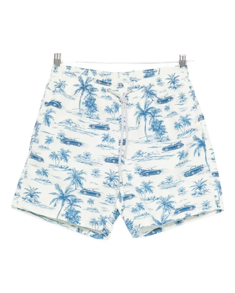 MC2 Saint Barth Gustavia car-print swim shorts - Weiß Weiß