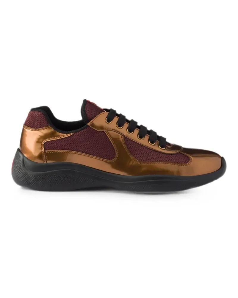 Prada America's Cup Sneakers aus Metallic-Leder - Braun Braun