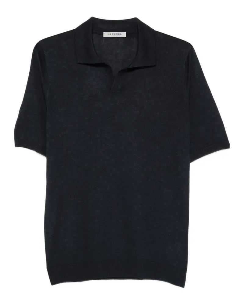 La Fileria T-Shirt mit V-Ausschnitt - Blau Blau