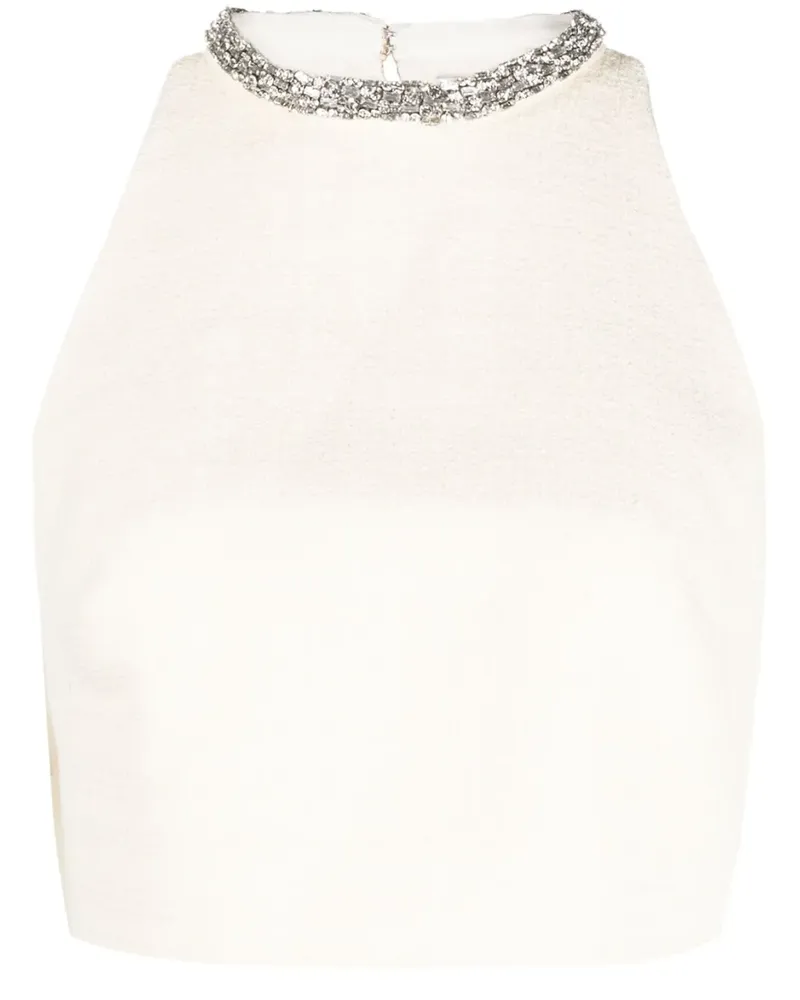 Sandro Cropped-Top mit Kristallen - Nude Nude
