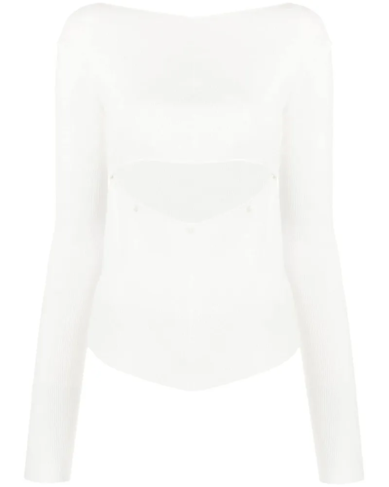LOW CLASSIC Langarmshirt mit Cut-Outs Weiß
