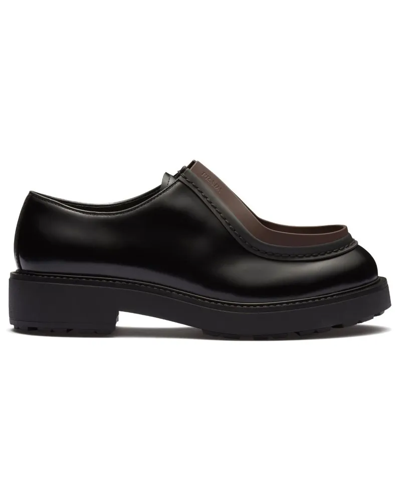 Prada Schnürschuhe aus gebürstetem Leder - Schwarz Schwarz