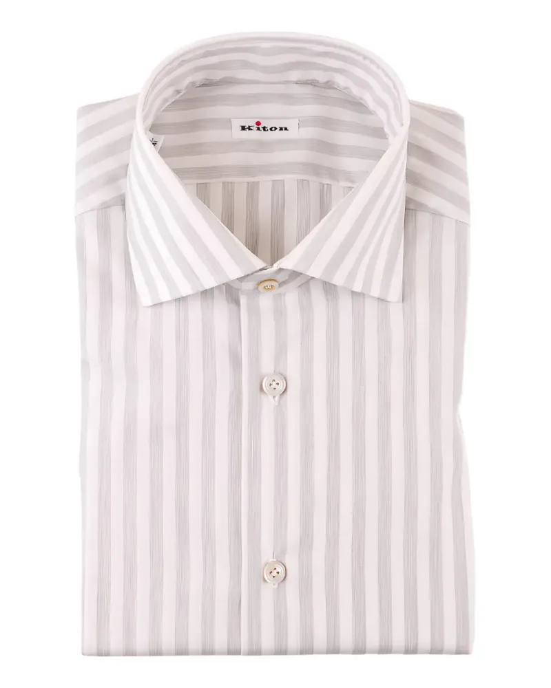 Kiton vertical-stripe shirt - Weiß Weiß