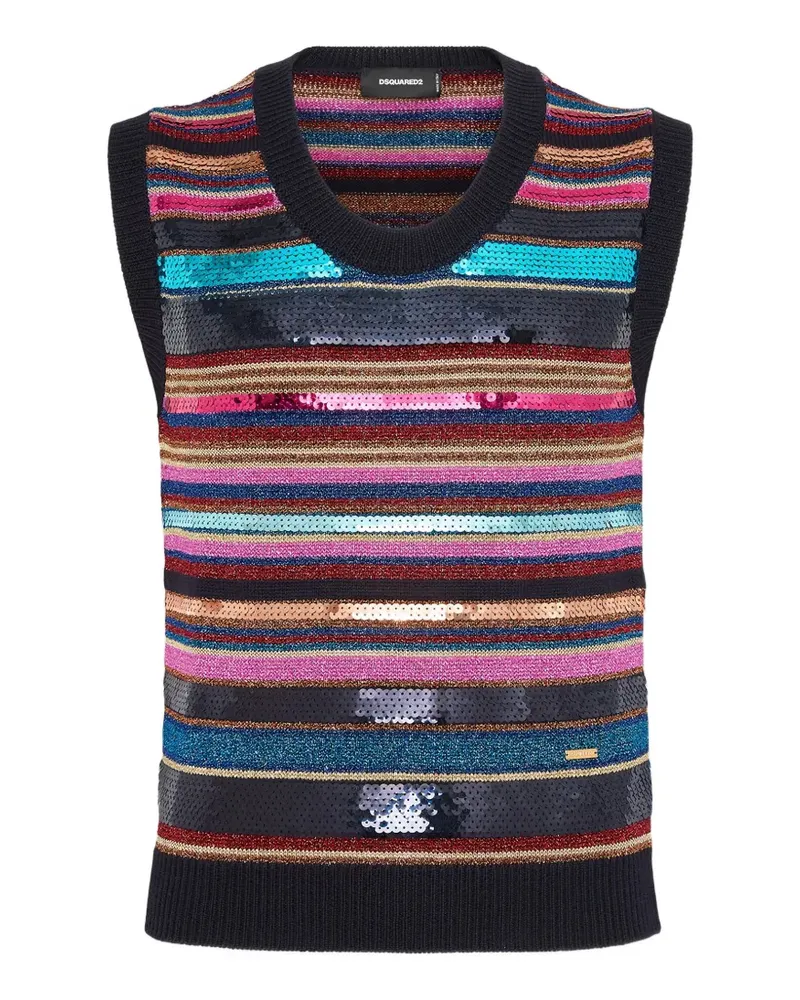 Dsquared2 striped sequinned vest - Schwarz Schwarz