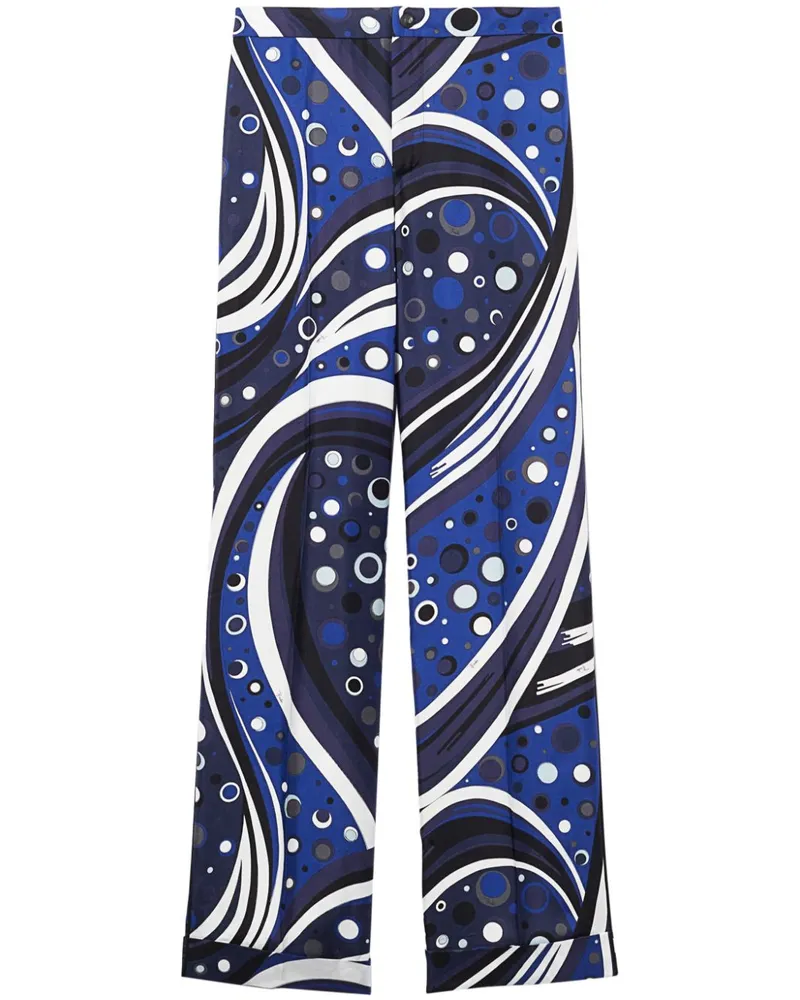 Emilio Pucci Seidenhose mit Fontane-Print - Blau Blau