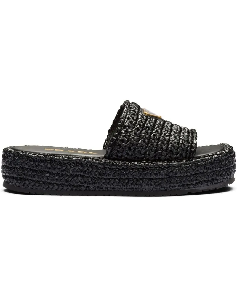 Prada Sandalen mit Logo-Schild - Schwarz Schwarz