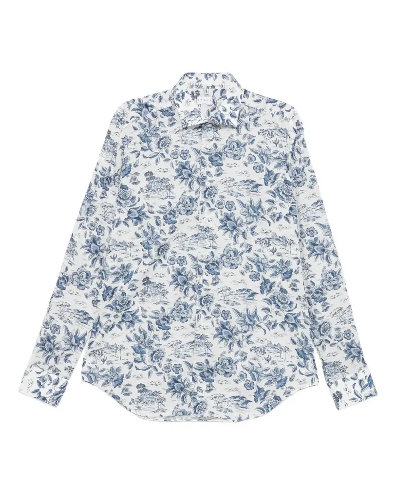 XACUS Hemd mit Blumen-Print - Weiß Weiß