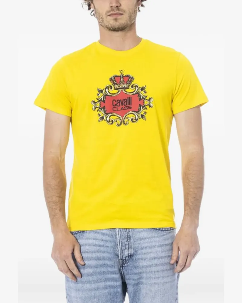 Roberto Cavalli T-Shirt mit Wappen-Print - Gelb Gelb
