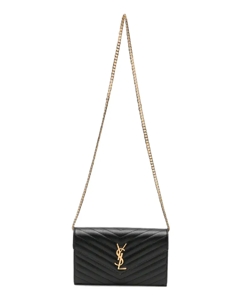 Saint Laurent Cassandre Portemonnaie mit Kettenriemen - Schwarz Schwarz