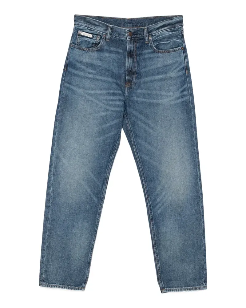 Calvin Klein logo-patch whiskered jeans - Blau Blau